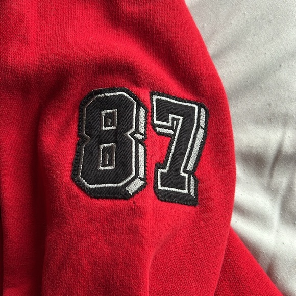 Aeropostale 87 Vintage Heavy Red Sweatshirt Hoodie Y2K Size Medium Mens Unisex - Picture 7 of 10